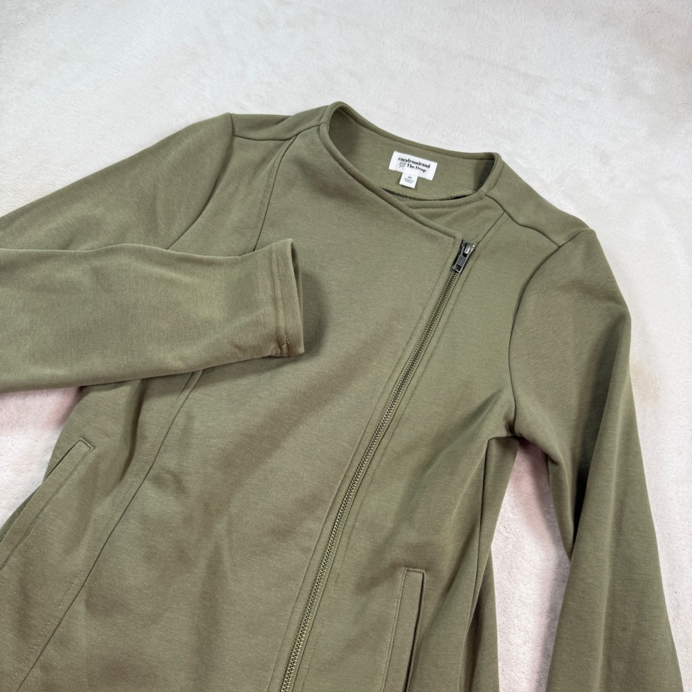 Caralyn Mirand x The Drop Olive Green Asymmetrical Zip Moto Jacket Womens XS